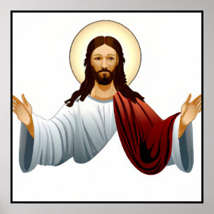 Artificial Intelligence Art of Jesus with Arms Out Poster