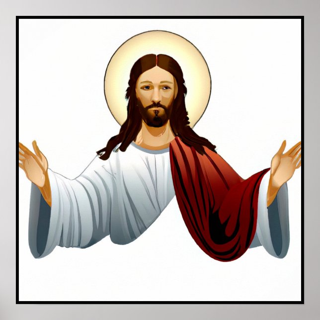 Artificial Intelligence Art of Jesus with Arms Out Poster (Front)