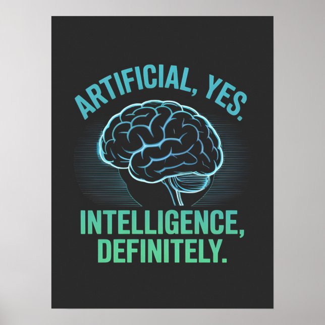 Artificial Intelligence Brain Humor Design Poster (Front)