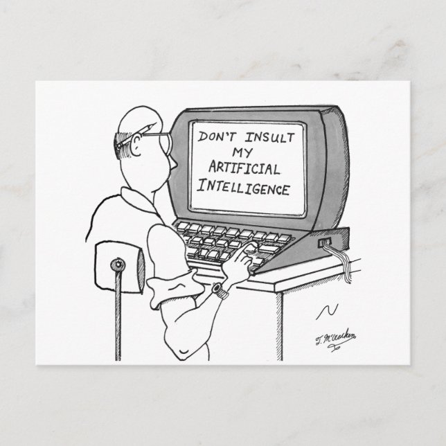 Artificial Intelligence Cartoon 1931 Postcard (Front)