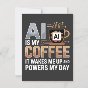 Artificial Intelligence Coffee Humour Postcard