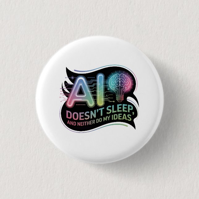 Artificial Intelligence Ideas Neon Graphic 3 Cm Round Badge (Front)