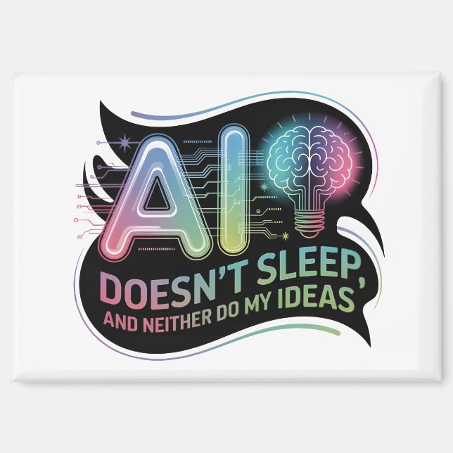 Artificial Intelligence Ideas Neon Graphic Magnet (Front)