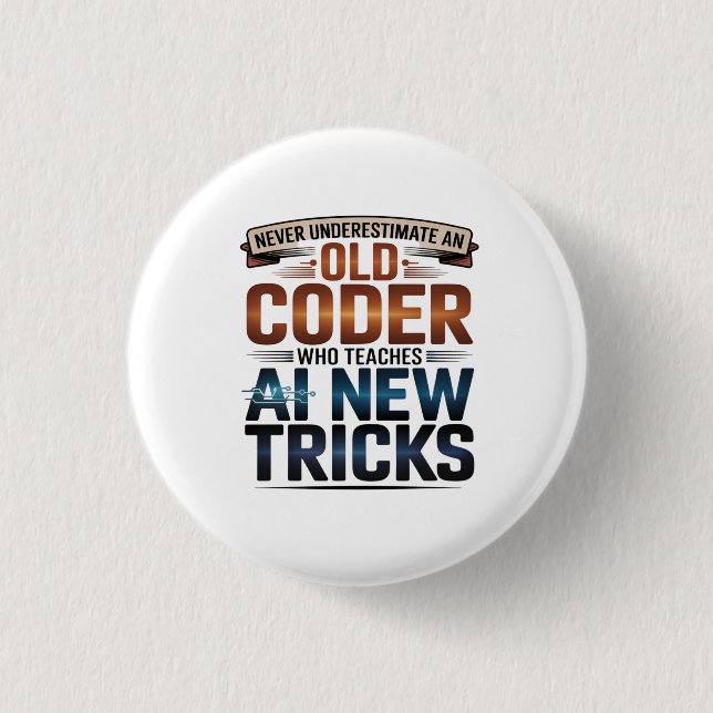 Artificial Intelligence Old Coder Design 3 Cm Round Badge (Front)
