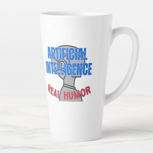 Artificial intelligence, real humour.w White BG Latte Mug (Right)