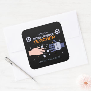 Artificial Intelligence Teacher - man & machine  Square Sticker