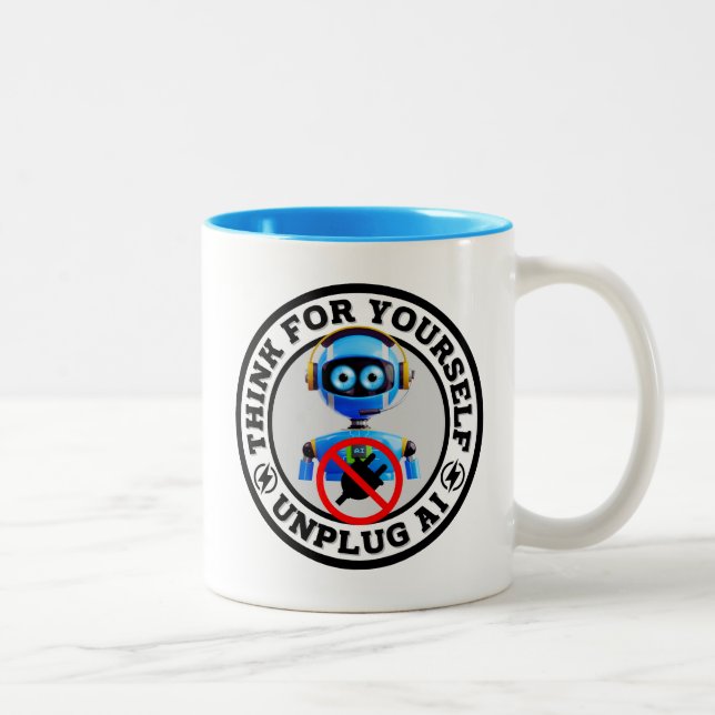 Artificial Intelligence - Unplug AI Two-Tone Coffee Mug (Right)