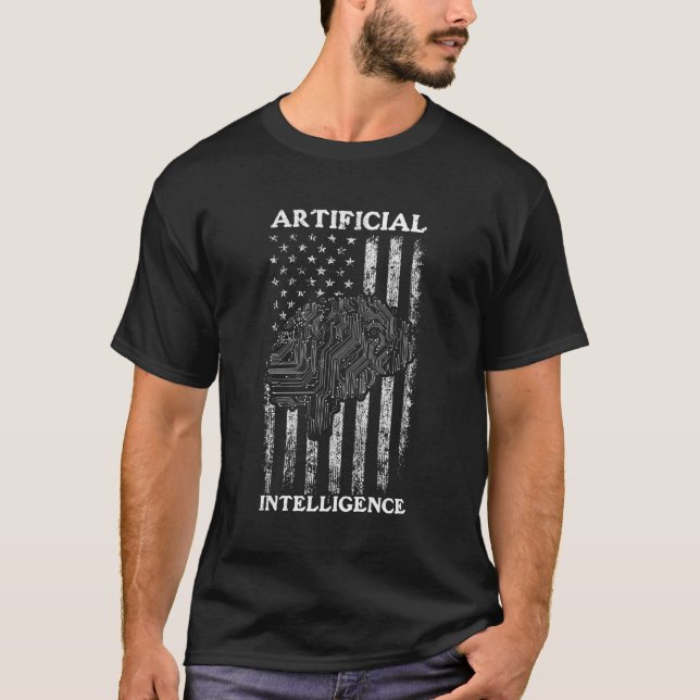 Artificial Intelligence Us Flag - Ai Robotics T-Shirt (Front)