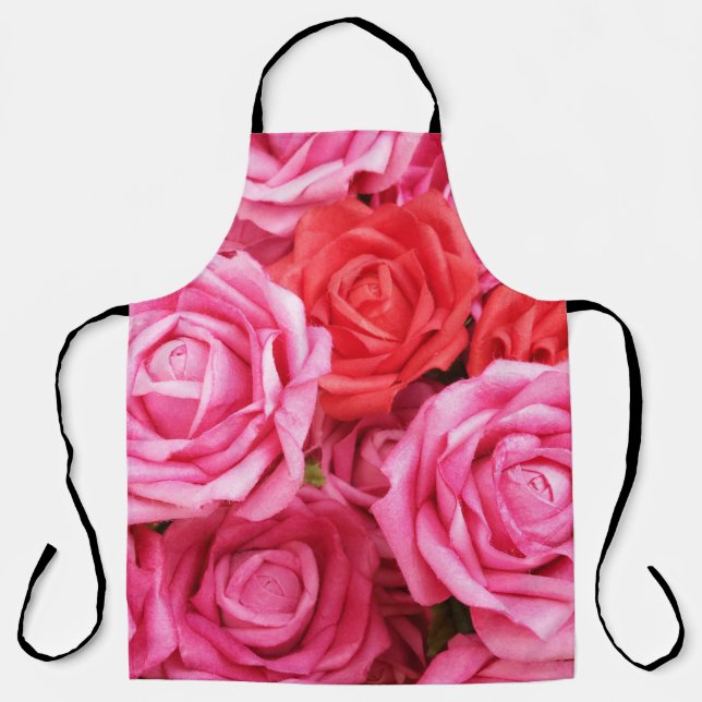 Artificial Red Rose Background Closeup Apron (Front)