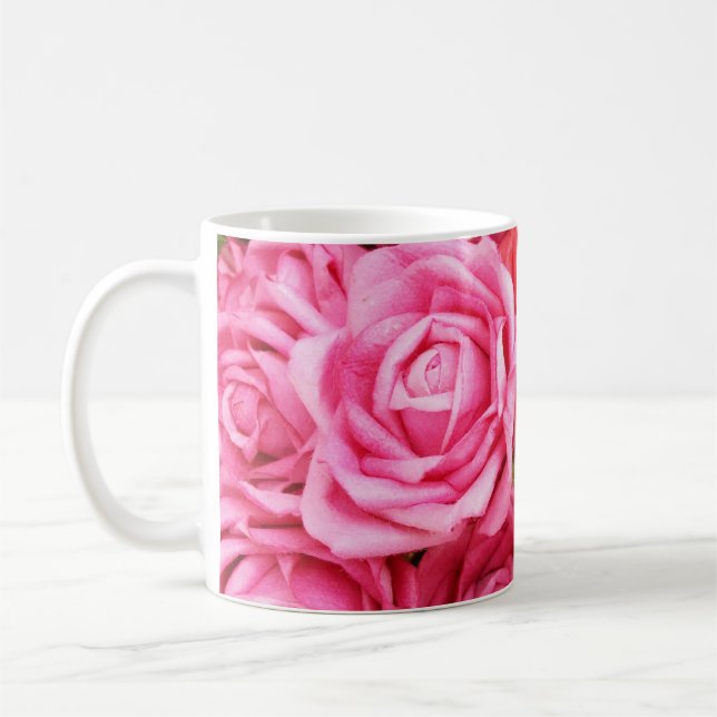 Artificial Red Rose Background Closeup Coffee Mug (Left)