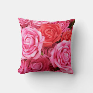 Artificial Red Rose Background Closeup Cushion