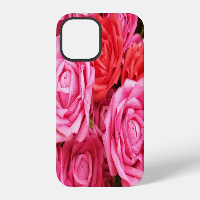 Artificial Red Rose Background Closeup iPhone Case (Back)