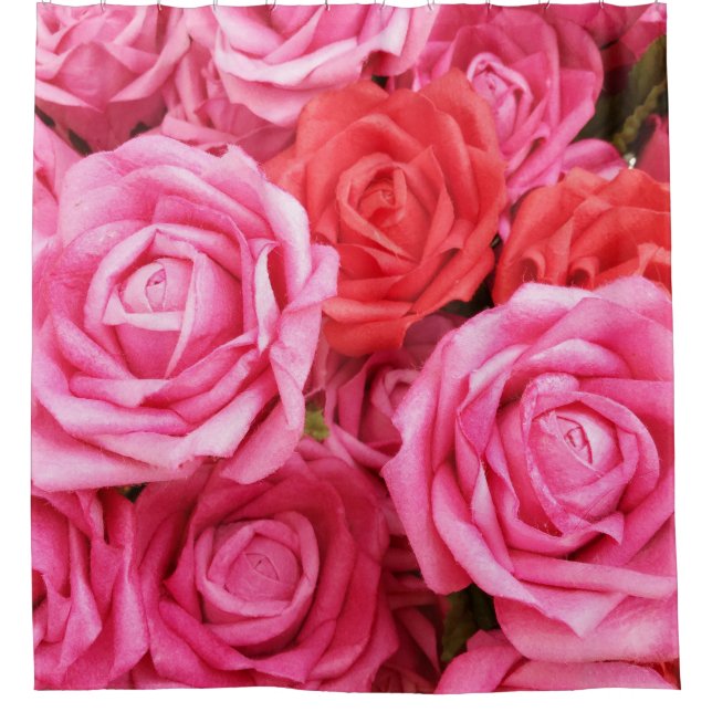 Artificial Red Rose Background Closeup Shower Curtain (Front)