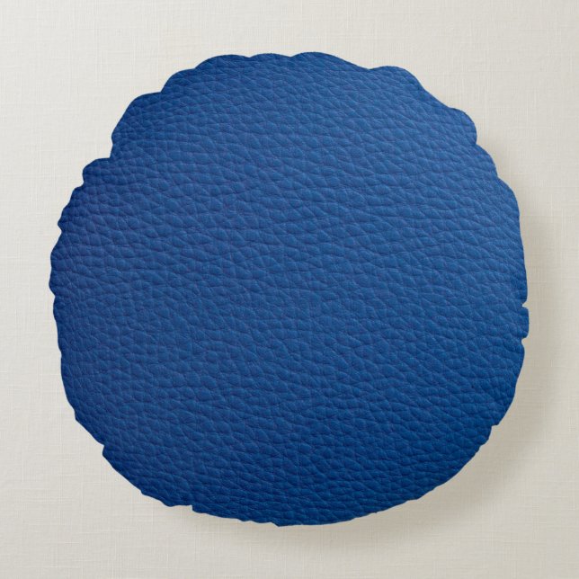 Artificial soft blue leather. Faux leather texture Round Cushion (Front)