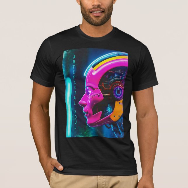 Artificial Soul Cyberpunk Android Face T-Shirt (Front)