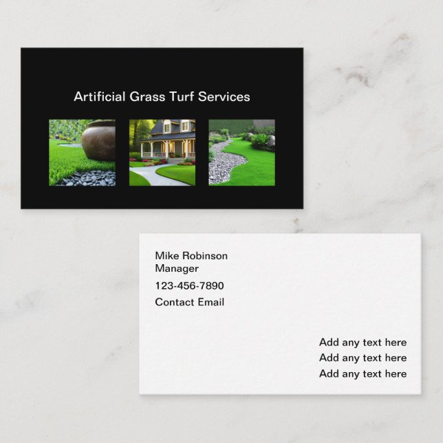 Artificial Turf Grass Modern Business Cards (Front/Back)