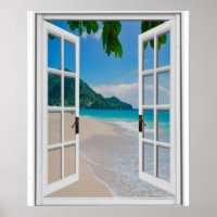 Artificial Window View Tropical Beach