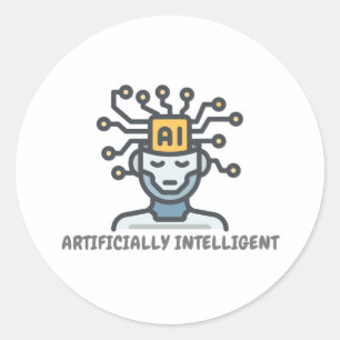 Artificially Intelligent text design Classic Round Sticker