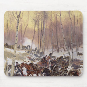 Artillery Combat in a Wood Mouse Pad