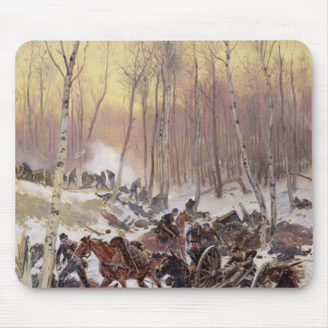 Artillery Combat in a Wood Mouse Pad (Front)