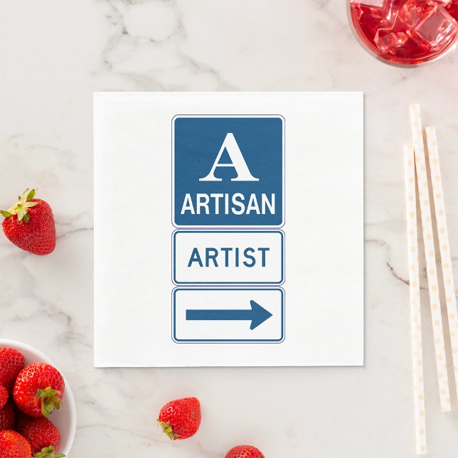 Artisan Artist Studio Sign Directional Arrow  Napkin (Creator Uploaded)