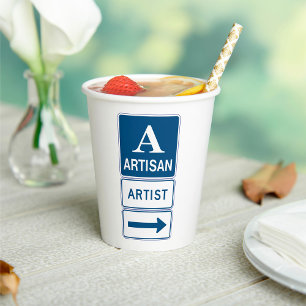 Artisan Artist Studio Sign Directional Arrow  Paper Cups