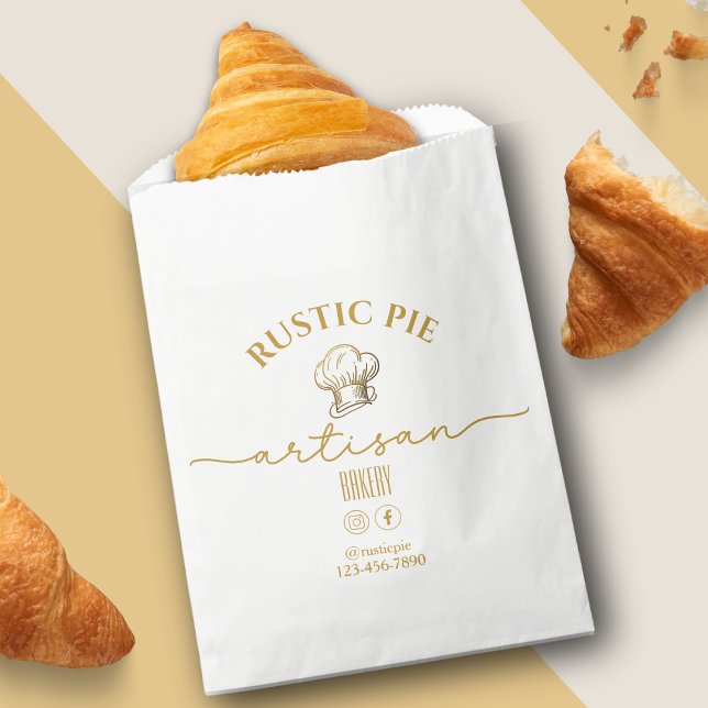 Artisan Bakery Business Gold Chef Hat Favour Bag (Creator Uploaded)