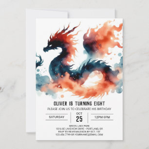 Artisan Bold Dragon Birthday Celebration Invitation