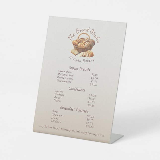 Artisan Bread Basket Pedestal Sign (Front)
