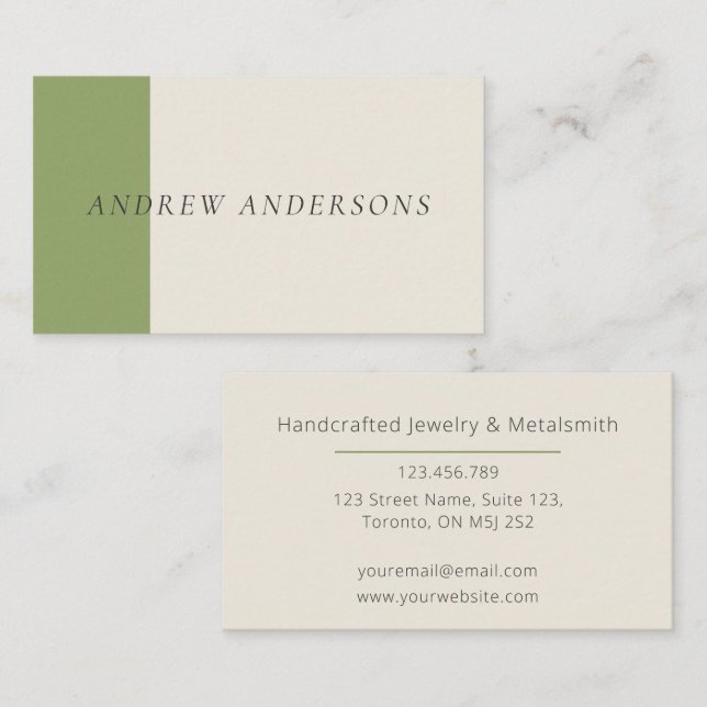 Artisan Business Card Sage Minimalist Maker Card (Front/Back)