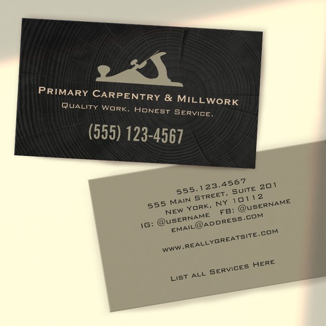 Artisan Carpenter Wood Planer Construction Business Card (Creator Uploaded)