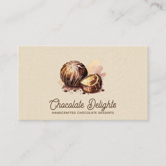 Artisan Chocolate Candy & Truffle Confections Business Card (Front)