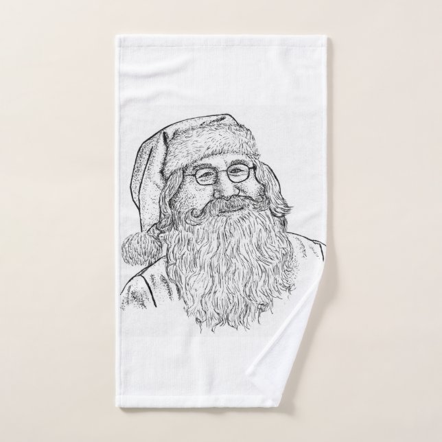 Artisan Christmas: Hand-Drawn Stippled Santa Portr Hand Towel (Hand Towel)
