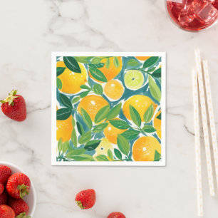 Artisan Citrus Tree Lemons Oranges Limes Colorful Napkin