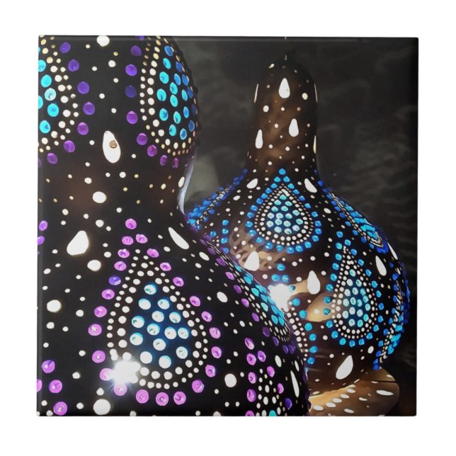 Artisan Craft Gourd Turkish Lanterns Acrylic Art Ceramic Tile (Front)