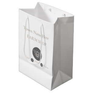 Artisan Farm Shop or Farmers Market Bee Logo Medium Gift Bag