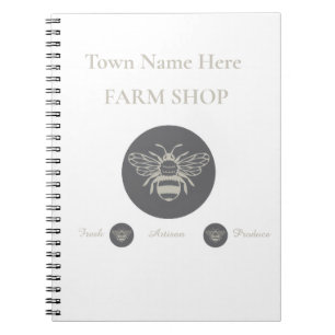 Artisan Farm Shop or Farmers Market Bee Logo Notebook