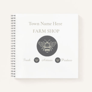 Artisan Farm Shop or Farmers Market Bee Logo Notebook