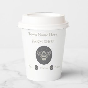 Artisan Farm Shop or Farmers Market Bee Logo Paper Cups