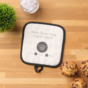 Artisan Farm Shop or Farmers Market Bee Logo Pot Holder