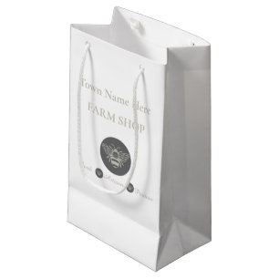 Artisan Farm Shop or Farmers Market Bee Logo Small Gift Bag