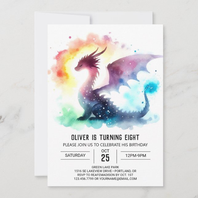  Artisan Fiery Dragon Birthday Celebration Invitation (Front)