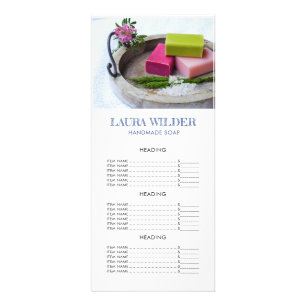 Artisan Handmade Soap Maker Price List Rack Card