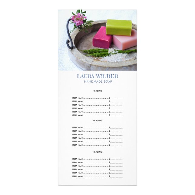 Artisan Handmade Soap Maker Price List Rack Card (Front)