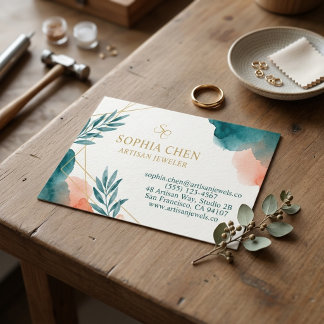 Artisan Jeweller Teal Watercolor Business Card