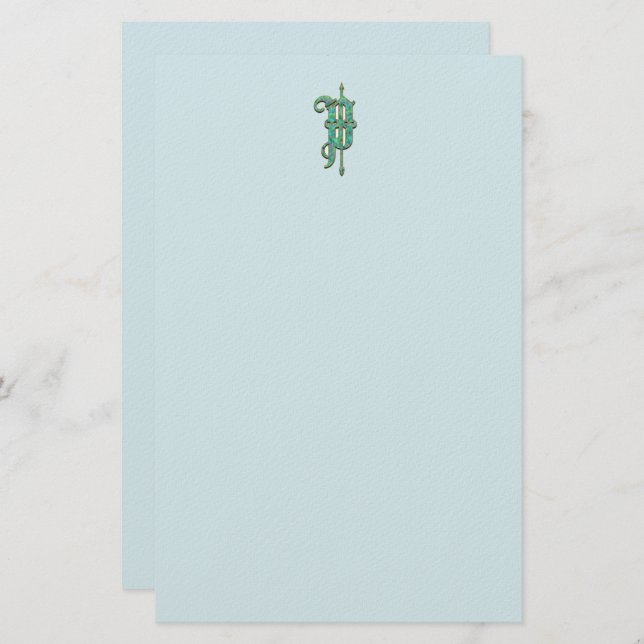 Artisan Monogram P Green Garden Felt Stationery (Front/Back)