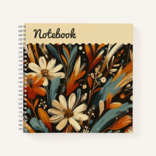 Artisan Orange Blooms Folk Art Top label Notebook
