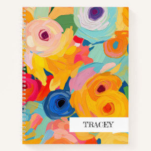 Artisan Painted Floral NAME Colourful Sketchbook Notebook