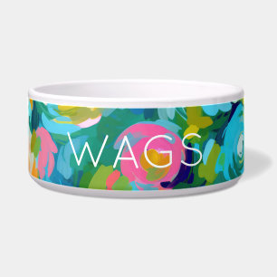 Artisan Painted Flowers Pet NAME Colourful Decor