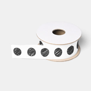 Artisan Polka Dots Black White Fun Chic Timeless Grosgrain Ribbon